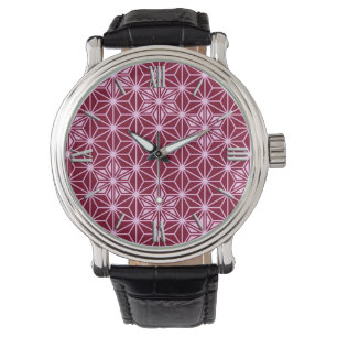 Montre Japonais Asanoha motif - Bourgogne