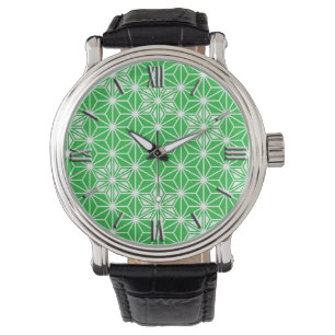 Montre Japonais Asanoha motif - vert jade