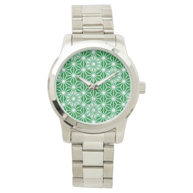 Montre Japonais Asanoha motif - vert pin (devant)