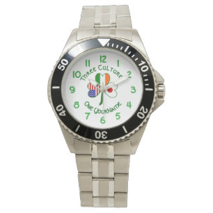 Montre Japonais irlandais USA drapeaux Shamrock personnal