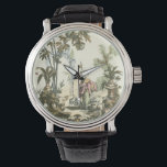 Montre Jardin asiatique avec femme et animaux<br><div class="desc">Un joli jardin de style asiatique rempli d'animaux variés et surveillé par une femme vigilante. La scène évoque les pensées du Jardin d'Eden,  avec un serpent glissant au premier plan. Un cadeau parfait pour la personne mondaine et bien voyagée dans votre vie!</div>