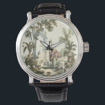 Montre Jardin asiatique avec femme et animaux<br><div class="desc">Un joli jardin de style asiatique rempli d'animaux variés et surveillé par une femme vigilante. La scène évoque les pensées du Jardin d'Eden,  avec un serpent glissant au premier plan. Un cadeau parfait pour la personne mondaine et bien voyagée dans votre vie!</div>