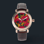 Montre Jardin aux coquelicots rouges<br><div class="desc">Motif vectoriel fait de pavots rouges dessinés à la main.</div>