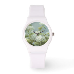 Montre Jardin blanc d'hortensia