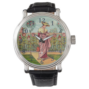 Montre Jardin Croître Fleur Femme Art Antique