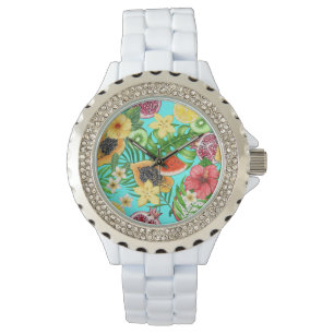 Montre Jardin de coquelicot dans le corail et brun