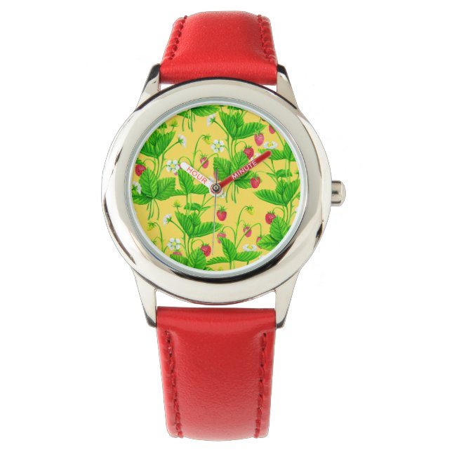 Montre Jardin de fraise sur jaune (devant)