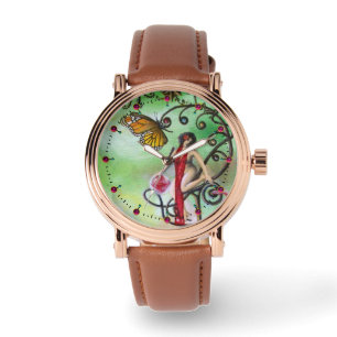 Montre JARDIN DE MELISSA Magique Papillon et Dame en Roug