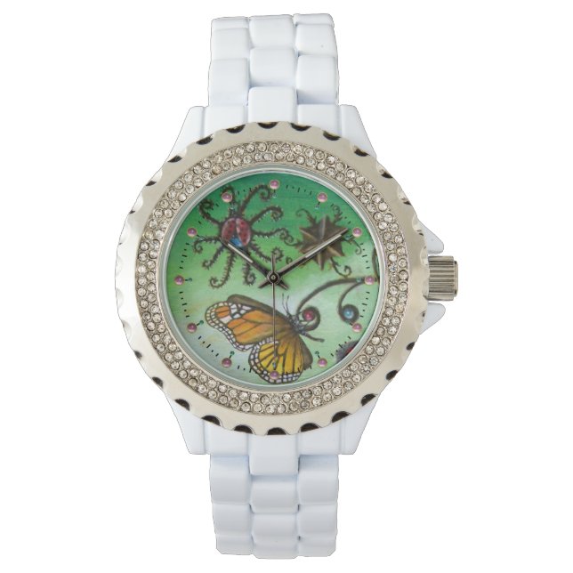 Montre JARDIN DE MELISSA Magique Papillon, Ladybug, Vert (devant)