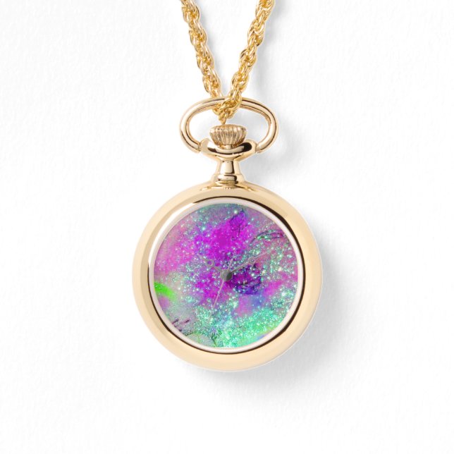 Montre JARDIN DES OMBRES PERDUES - Rose violet Aqua Blue (Recto)