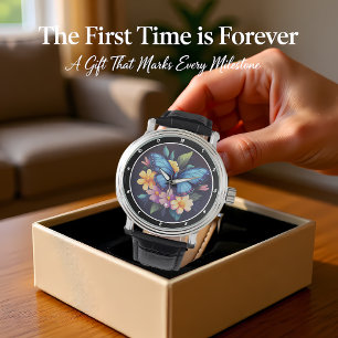 Montre Jardin Enchanté" - Papillon Bleu & Floral