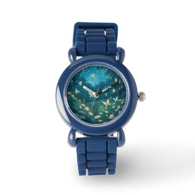 Montre Jardin nocturne avec fleurs et lucioles (Recto)