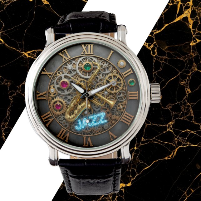 Montre Jazz Watch, Neon Light, Trumpet, Saxophone (Jazz Watch with Sax, Trumpet, Neon)