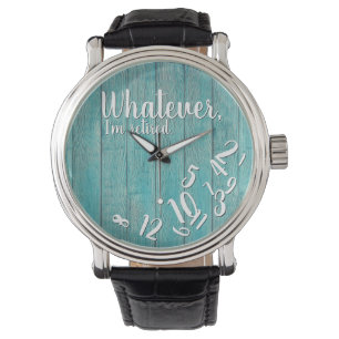Montre Je suis Retraité Rustic Wood drôle Retraite Bleu