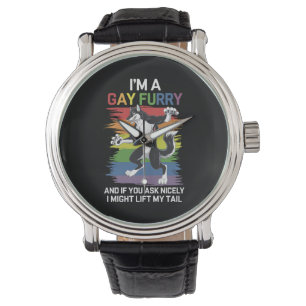 Montre Je suis une Gay Furry Fox Rainbow Pride LGBTQ