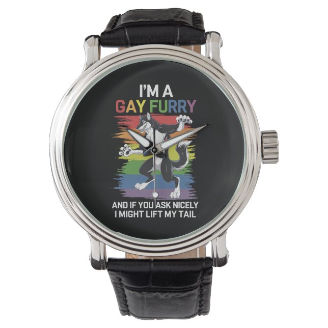 Montre Je suis une Gay Furry Fox Rainbow Pride LGBTQ (devant)