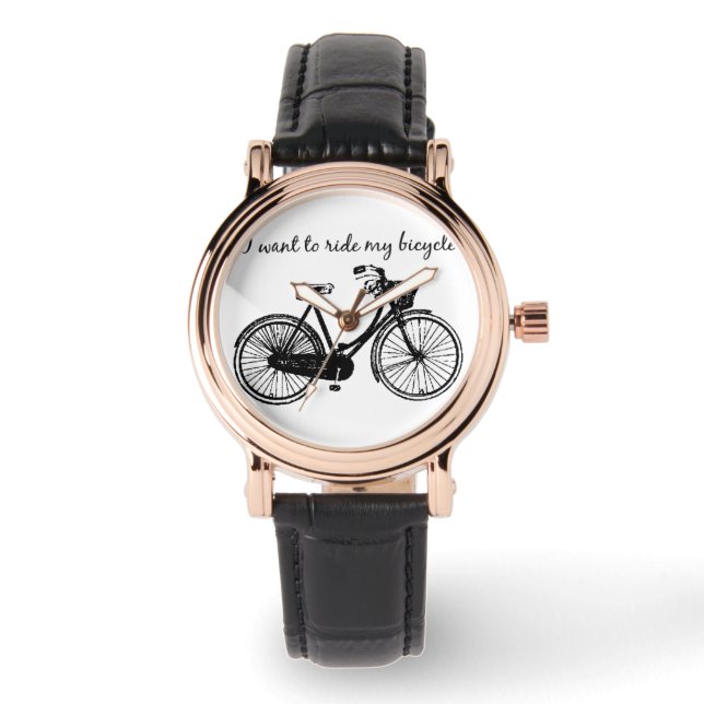 Montre "Je veux rouler à vélo" Citation Inspirationnelle (Recto)