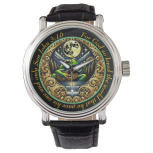 Montre Jean 3:16 Grenouille qui gratte la guitare brille