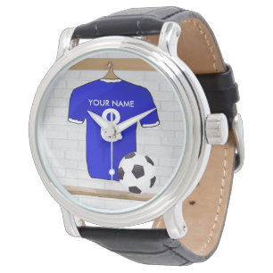 Montre Jersey de football bleu blanc personnalisé