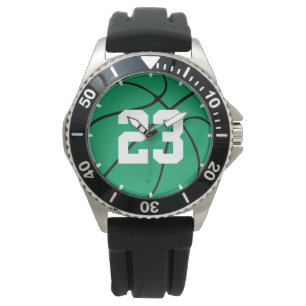 Montre Jersey Number Green Basketball Hommes