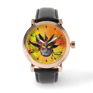 Montre JESTER NOIR ET ROUGE MASK Masquerade Party Jaune