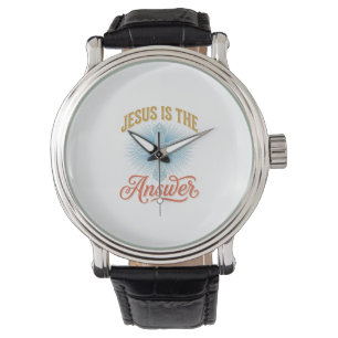 Montre Jésus est la réponse Croix chrétienne Vector Desig