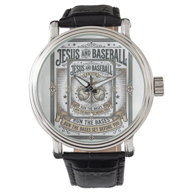 Montre Jésus et Baseball Vintage Chrétien  (devant)