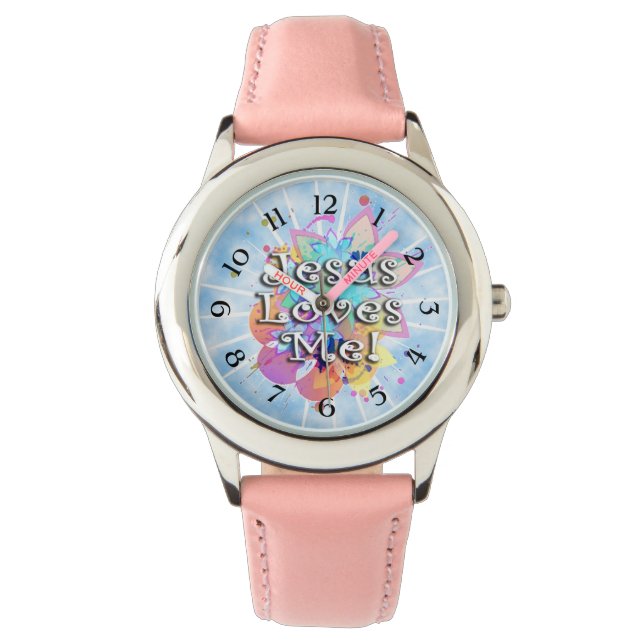 Montre Jesus M'Aime, Aquarelle Pastel (devant)