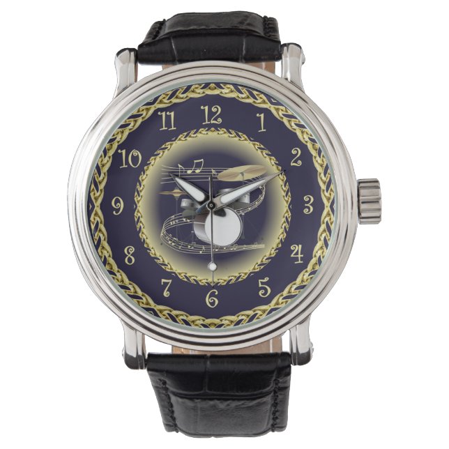Montre Jeu de tambours 01 ~ Défilé musical ~ Or/Navy Blue (devant)