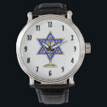 Montre Jewish Star<br><div class="desc">Jewish toxits and venft ideas featuring beautiful Jewish Star of David with a wine glass in the center.</div>