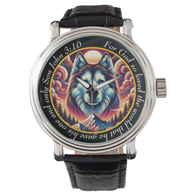 Montre John 3:16 Lone Wolf Timepiece Mountain Faith (devant)