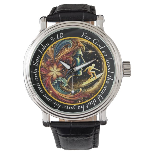 Montre John 3:16 Surfer Timepiece Ocean Journey Faith (devant)