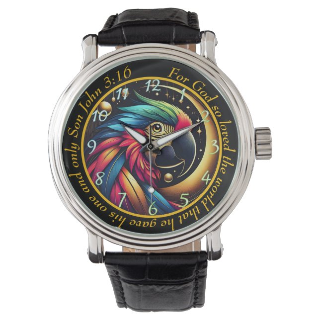 Montre John 3:16 Vibrant Parrot Timepiece Celestial Faith (devant)