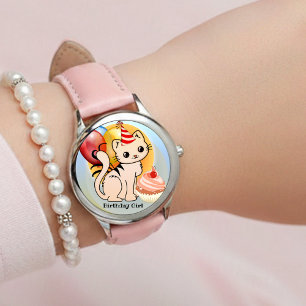 Montre Joli Anniversaire de Chat Coloré