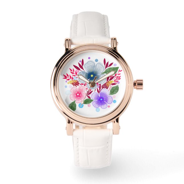 Montre Joli Bouquet Floral Aquarelle (Recto)