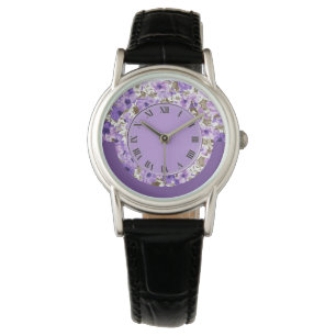 Montre Joli bracelet à poignets floraux violets et blancs