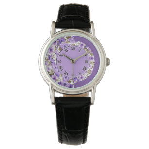 Montre Joli bracelet à poignets floraux violets et blancs