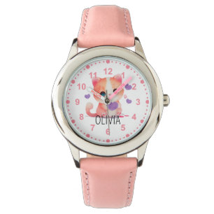 Montre Joli Chat Chaton Chat Rose Nom Personnalisé