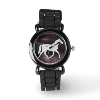 Montre Joli Cheval Violet et Argent Gitter Watch