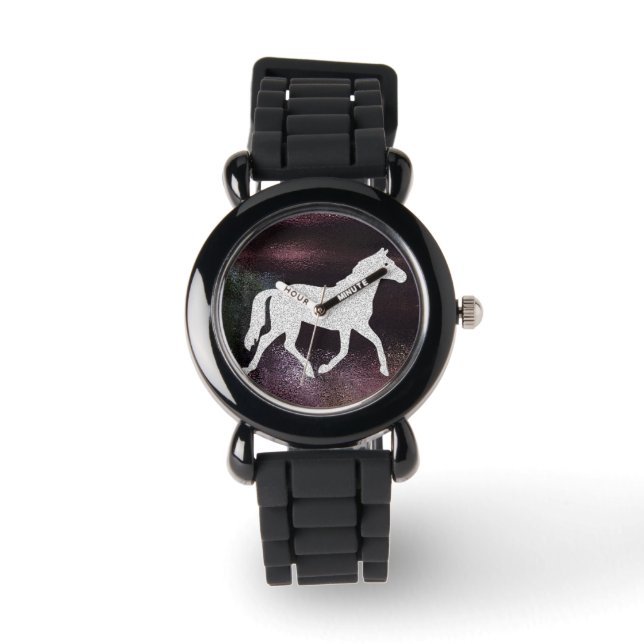 Montre Joli Cheval Violet et Argent Gitter Watch (Recto)