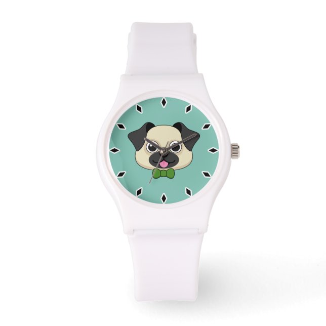 Montre Joli chien Carlin avec Papillon (Recto)