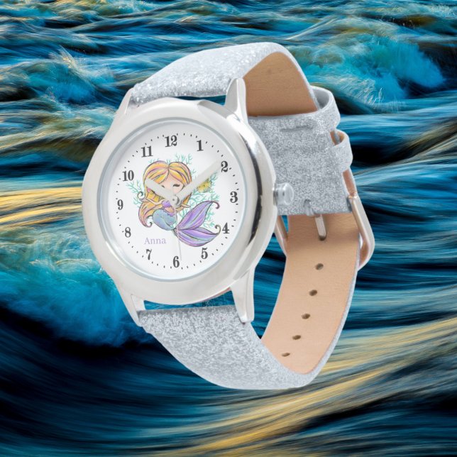 Montre joli dauphin de sirène de plage ajouter nom Watch (Créateur téléchargé)