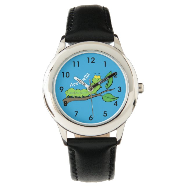 Montre Joli dessin animé de chenille verte mignonne (devant)