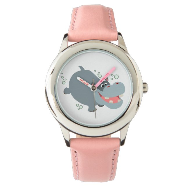 Montre Joli dessin de natation Hippo Watch (devant)