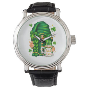 Montre Joli gnome de la Saint-Patrick buvant du café