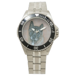 Montre Joli Japonais akita visage noir portrait de chien
