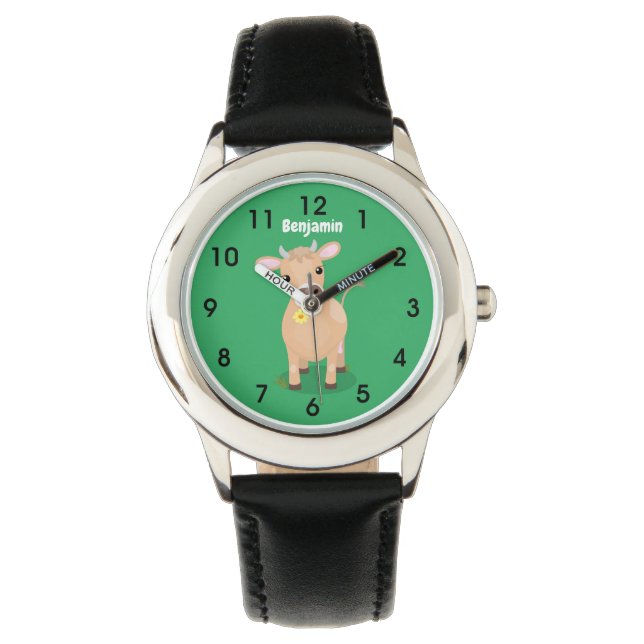 Montre Joli joli maillot de vache et dessin de fleurs (devant)