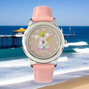 Montre joli lapin de plage ajouter nom