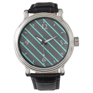 Montre Joli monogramme aqua rayures noires Toutes sur imp