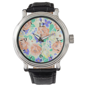 Montre Joli motif floral coloré